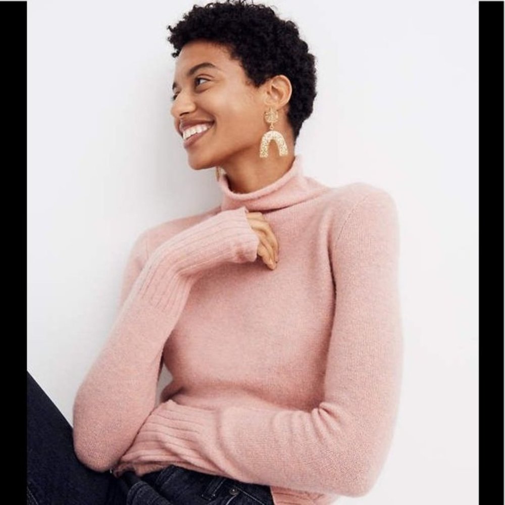 Madewell Inland Rolled Pink Turtleneck Sweater